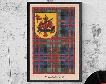 MacDonald Clan Tartan and Coat of Arms Vintage Poster (Digital Download)
