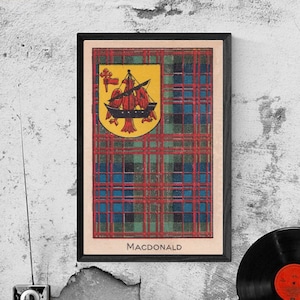 MacDonald Clan Tartan and Coat of Arms Vintage Poster (Digital Download)