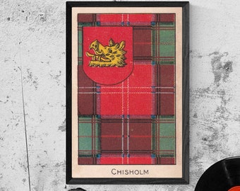 Chisholm Clan Tartan und Wappen Vintage Poster (Digitaler Download)