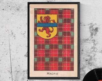 MacFie Clan Tartan and Coat of Arms Vintage Poster (Digital Download)