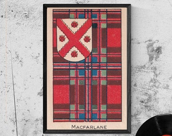 MacFarlane Clan Tartan e stemma Vintage Poster (Digital Download)