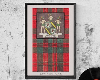 Livingstone Clan Tartan und Wappen Vintage Poster (Digital Download)