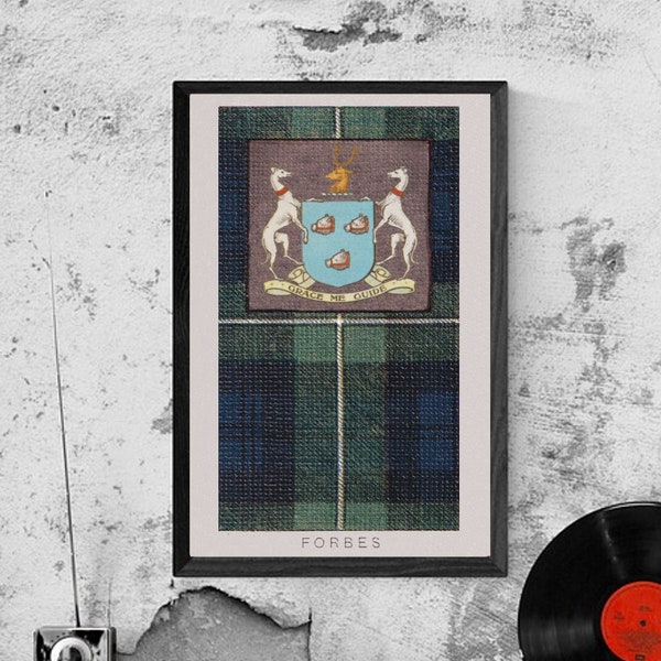 Forbes Tartan and Coat of Arms Vintage Poster (Digital Download)