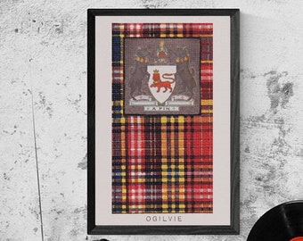 Ogilvie Tartan and Coat of Arms Vintage Poster (Digital Download)