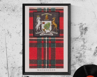 MacGregor Clan Tartan and Coat of Arms Vintage Poster (Digital Download)