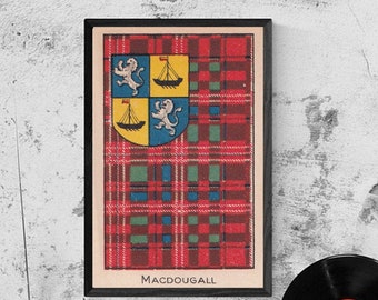MacDougall Clan Tartan and Coat of Arms Vintage Poster (Digital Download)