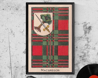 MacGregor Clan Tartan and Coat of Arms Vintage Poster (Digital Download)