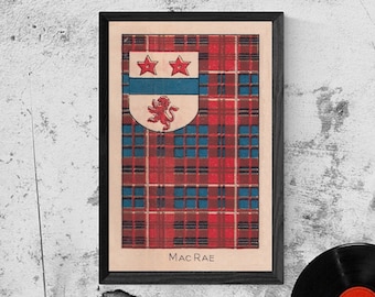 MacRae Clan Tartan and Coat of Arms Vintage Poster