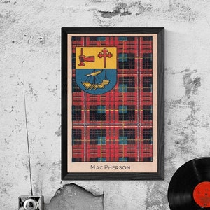 MacPherson Clan Tartan and Coat of Arms Vintage Poster