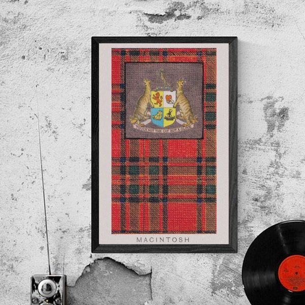 MacIntosh Clan Tartan and Coat of Arms Vintage Poster (Digital Download)