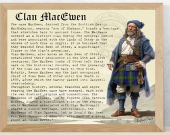 Plakat z historią klanu szkockiego MacEwen