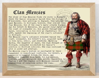 Menzies Scottish Clan History Poster