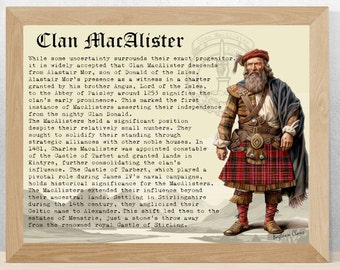 Plakat z historią Szkocji klanu MacAlister