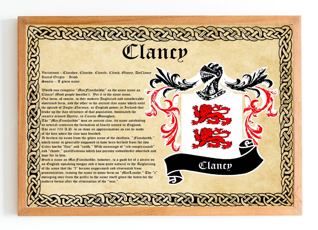 Clancy Coat of Arms Vintage Poster 