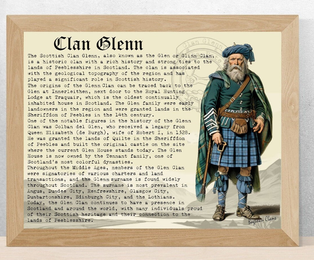 Clan Glenn Scottish History Poster Etsy