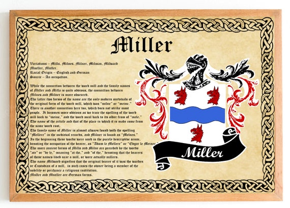 Miller Coat of Arms Vintage Poster - Etsy