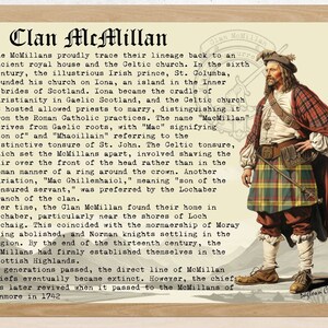 Clan McMillan Scottish History Poster
