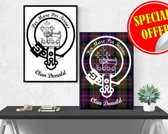 Clan MacDonald or Clan Donald Tartan Crest Posters