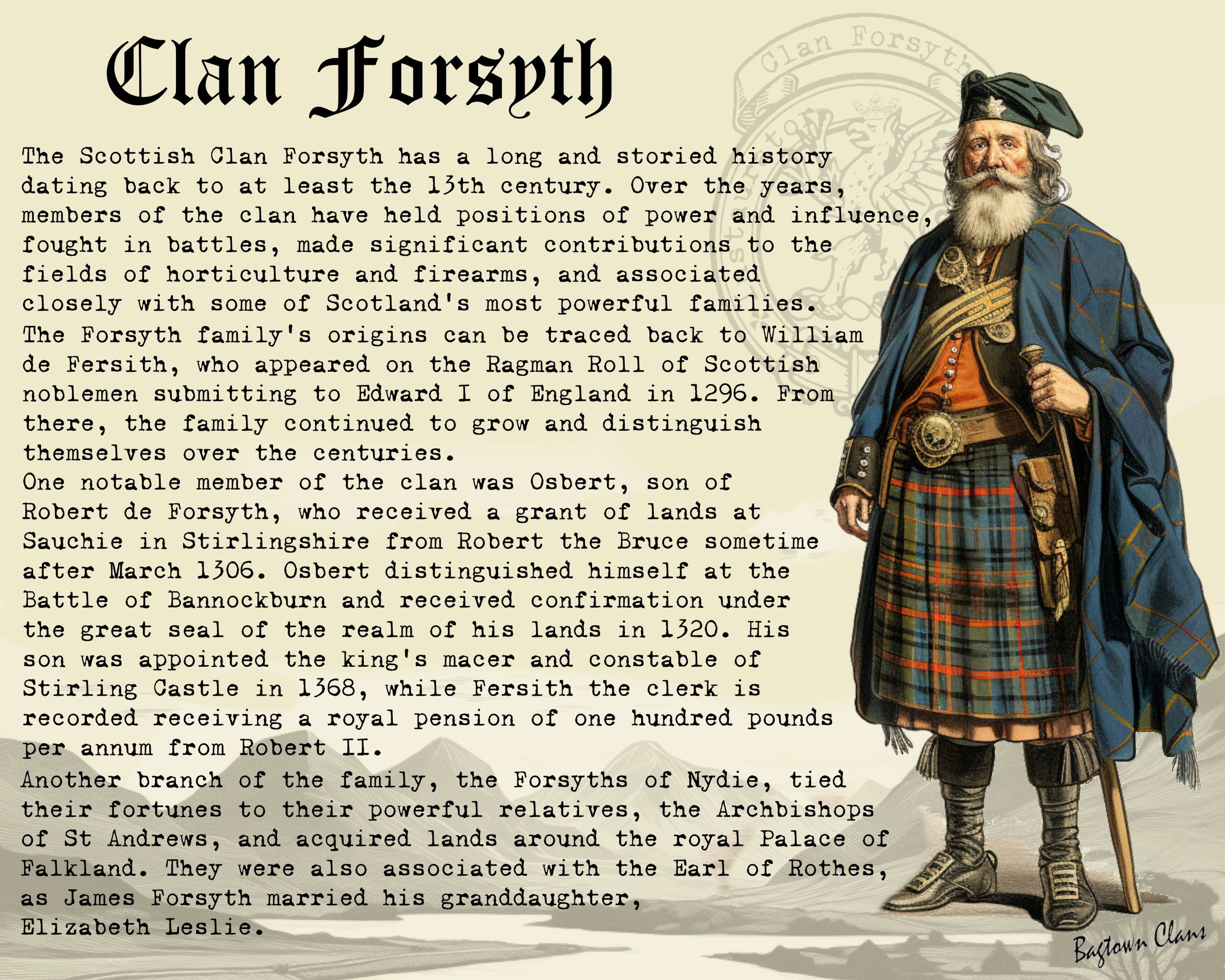 Clan Forsyth Scottish History Poster Etsy
