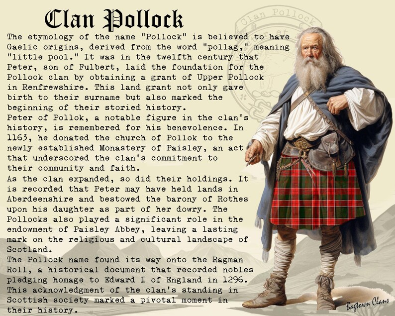 Clan Pollock Scottish History Poster - Etsy