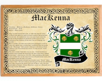 Poster Vintage da história da família e do brasão de MacKenna