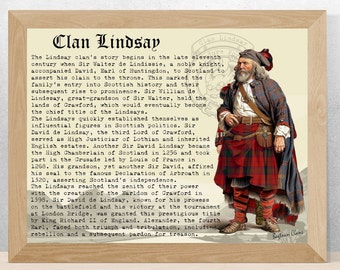 Plakat z historią szkocką klanu Lindsay