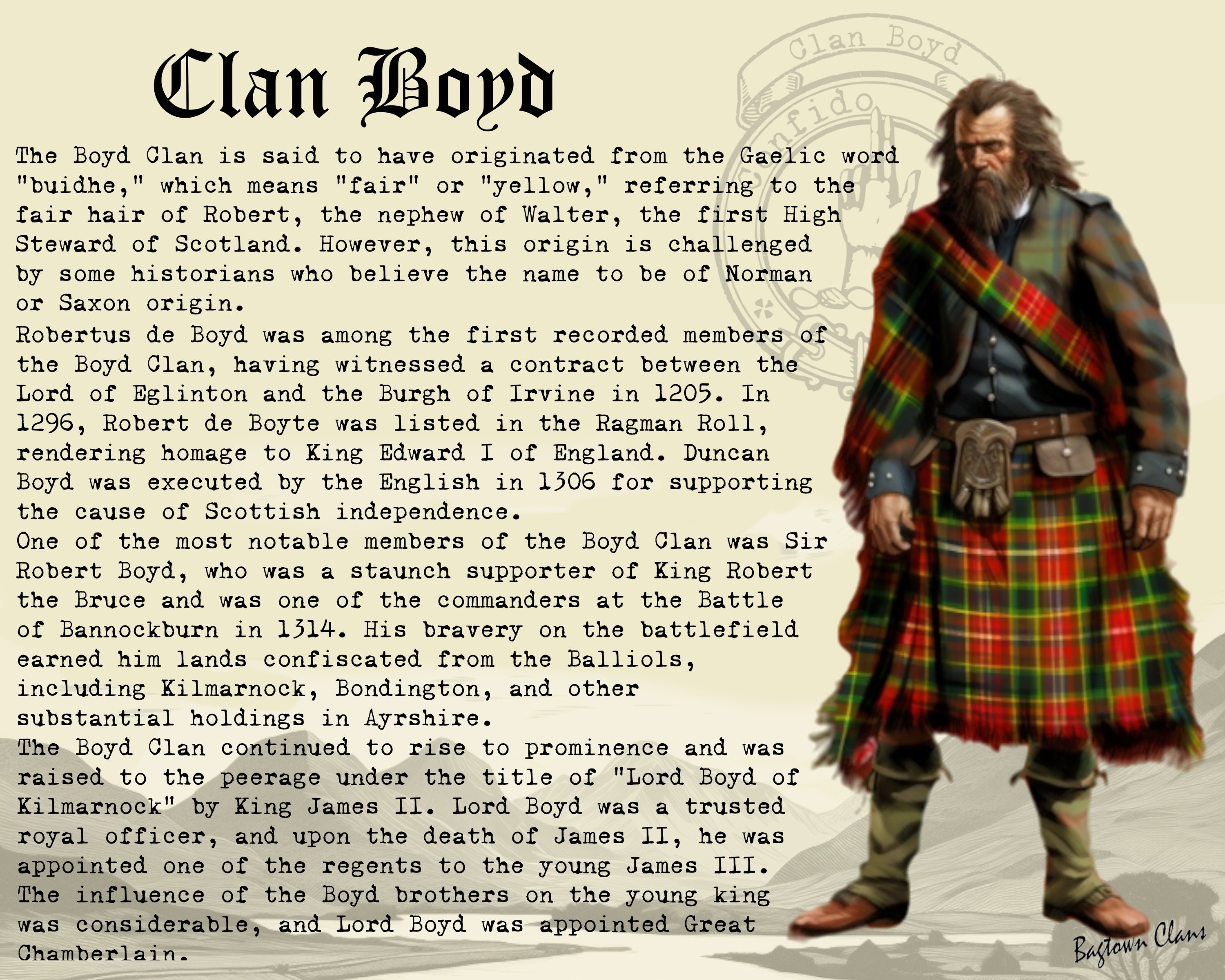 Clan Boyd Vintage Poster Etsy