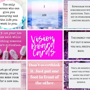 Vision Board Quote Cards (32) 3"x3" | Printable Affirmations | Instant Download | Law of Attraction Quotes | Planner Printables |