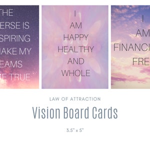 Vision Board Cards Law of Attraction Quotes Affirmations Printable Office Wall Decor Instant Download 3.5 x 5 Cards image 2