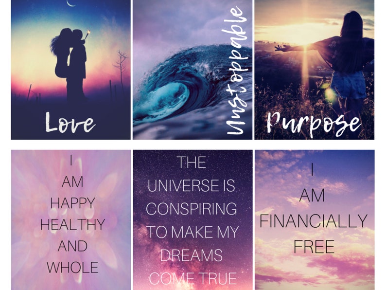 Vision Board Cards Law of Attraction Quotes Affirmations Printable Office Wall Decor Instant Download 3.5 x 5 Cards image 4