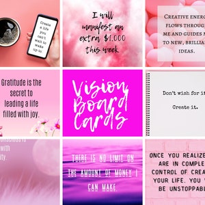 Vision Board Quote Cards (35) 3"x3" | Printable Affirmations | Instant Download | Law of Attraction Quotes | Planner Printables |