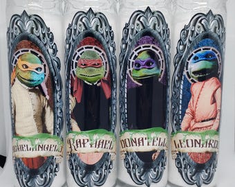Teenage Mutant Ninja Turtles Inspired// TMNT// Raphael// Michaelangelo// Donatello// Leonardo// Saint Candles// Fandles// Fandom Devotion