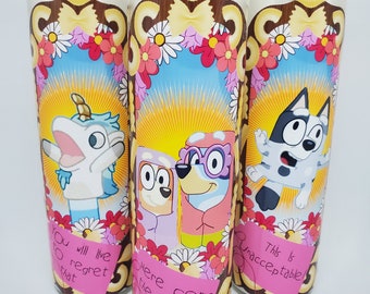 Blue// Red// White// Heeler// Puppy// Unicorn// Puppet// Grannies// Kids Show// Fandom Devotion// Saint Candle// Bluey// Unicorse// Bingo