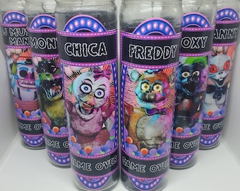FNAF// Five Nights// Security Breach// Freddy// Chica// Roxy// Monty// Vanny// DJ Music Man// Fandles// Fandom Devotion// Candles