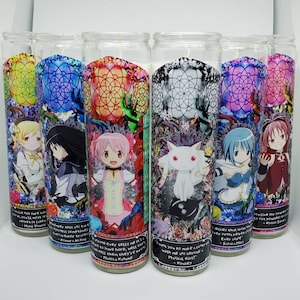 Puella Magi Madoka Magica// Prayer Candles// Kyubey// Madoka Kaname// Homura Akemi// Sayaka Miki// Mami Tomoe// Kyoko Sakura// Fandles image 1