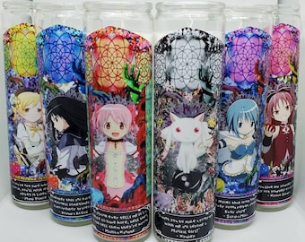 Puella Magi Madoka Magica// Prayer Candles// Kyubey// Madoka Kaname// Homura Akemi// Sayaka Miki// Mami Tomoe// Kyoko Sakura// Fandles