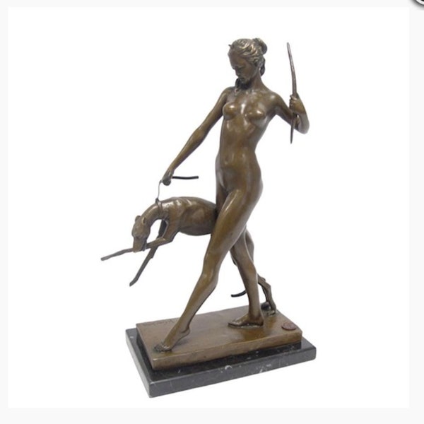 Bronze statue Diana with dog after Edward Francis McCartan