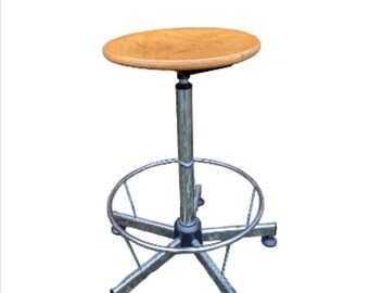 Vintage stool. industrial revolving, stainless steel, taburet, barber stool