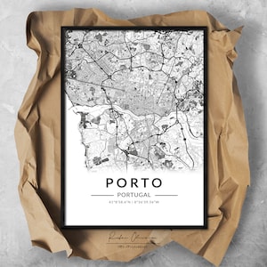 Porto, Portugal, 5 City Maps, Map Print, Retro Map Poster, Antique Map, Map Wall Art, Digital Print, Digital Download, Personalized gifts