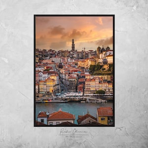 porto en portugal, oporto, cartel de porto, impresiones portuguesas, porto portugal, decoración de pared fotográfica, arte de pared de viaje, ribeira porto, impresión portugal