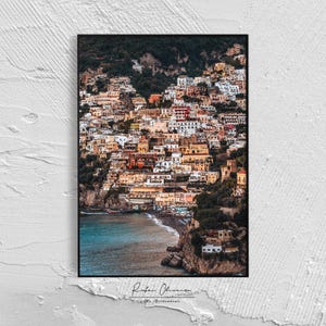 Poster di Positano, Italia, Decorazione murale italiana, Arte murale costiera di Positano, Italia, Viaggio a Positano, Italia, Stampe di viaggio in Italia, Stampa Costiera Amalfitana