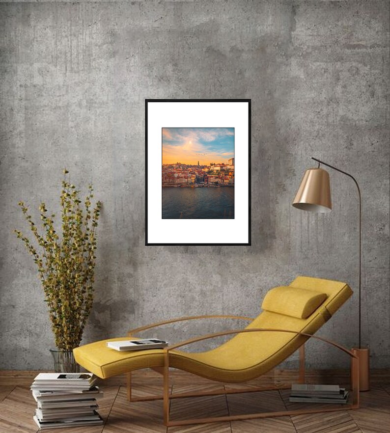 Wall Art Landscape City Lights Portugal Poster Architecture Print Douro River Porto Sunset City