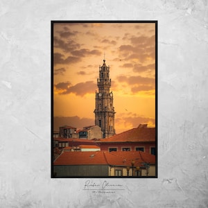 Porto | Portugal | Clérigos | City | Douro River | Home Decor | Landscape | Sunset | Wall Art | Architecture | Print | Portugal Poster