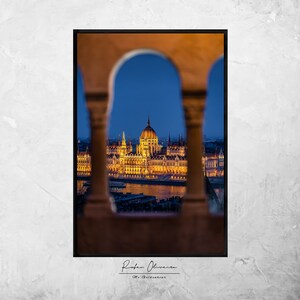 Boedapest | Hongarije | Wanddecoratie | Zonsondergang | Landschap | Stad | Wanddecoratie | Architectuurprint | Poster | Decoratie