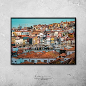 Décoration murale Porto | Impression esthétique | Affiche de voyage au Portugal | Décoration murale vibrante de Porto | Décoration de ville européenne | Décoration murale Portugal