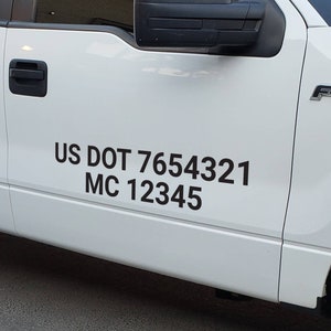 US DOT Decal, Trucking Company Decal - Multiple Colors and Sizes -  Vinyl Decal, Trucking Company, MC Number Decal, Business Decal