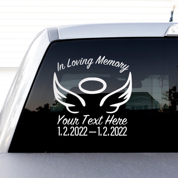 In Loving Memory Decal - Multiple Colors and Sizes Available -  Angel Wings, Loving Memory, Memorial Decal, Car Decal, Angel, Vinyl Decal