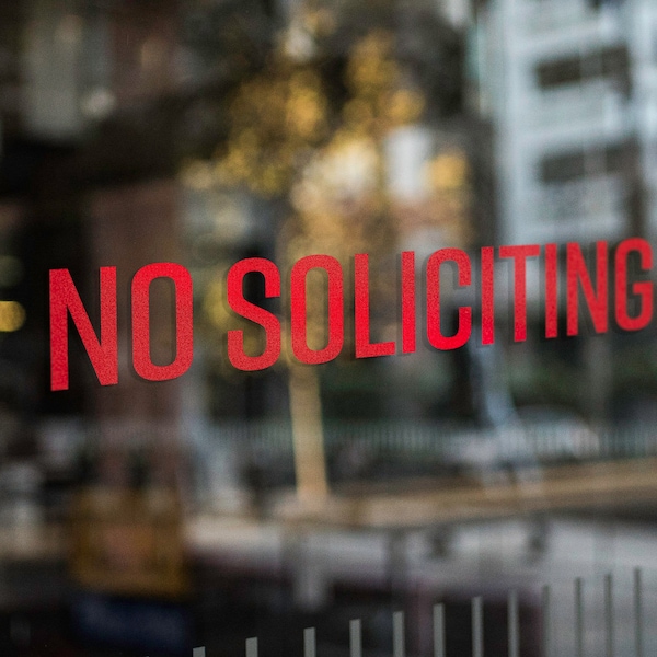 No Soliciting Decal - Multiple Colors and Sizes Available -  Window Decals, Vinyl Decal, No Soliciting, Wall Decal, Business Decal