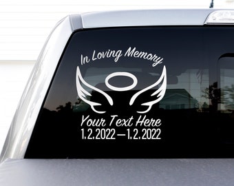 In Loving Memory Decal - Multiple Colors and Sizes Available -  Angel Wings, Loving Memory, Memorial Decal, Car Decal, Angel, Vinyl Decal