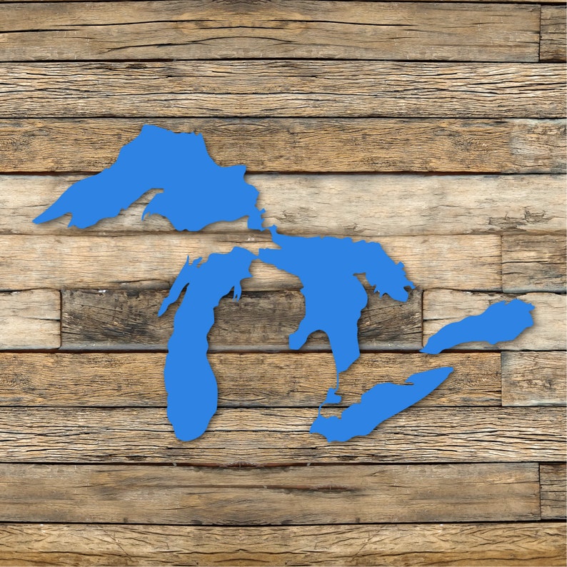 Great Lakes Decal on wooden background